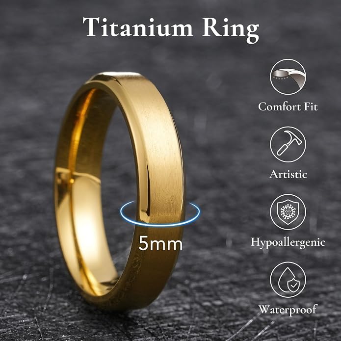 King Will Titanium Wedding Band for Men Women- 3-10mm Width Black/Sliver/Gold High Purity Titanium Promise Wedding Ring Comfort Fit for Daily Wear Size 6-14