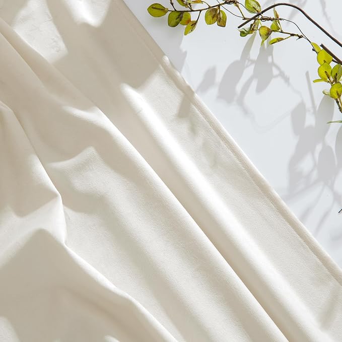 MIULEE Ivory Velvet Curtains 84 inches Long, Pinch Pleated Blackout Drapes with Hooks, Cream Thermal Insulated Pinch Pleat Panels for Bedroom Living Room, 2 Panels