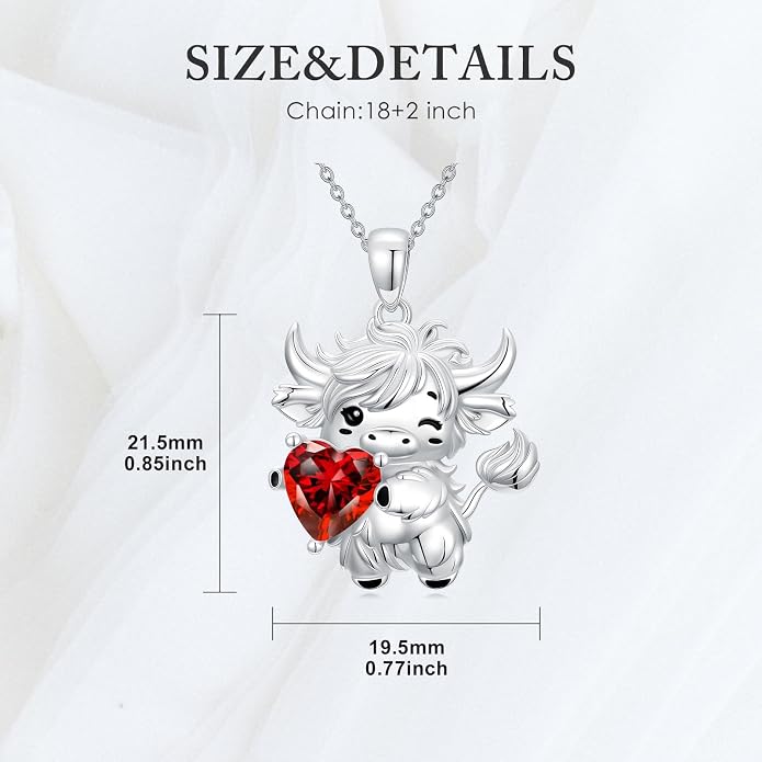 PELOVNY Teddy Bear Necklace for Women 925 Sterling Silver Bear/Highland Cow/Fox/Cat/Axolotl Birthstone Necklace Christmas Birthday Jewelry Gifts for Mom Daughter Wife Sister
