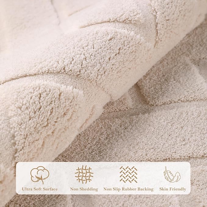 Ciicool 6x9 Large Area Rug for Living Room,Beige Washable High-Low Pile | Modern Textured Soft Fluffy Non Slip Carpet Non Shedding Geometric for Kids Bedside Bedroom Dining Room Office Indoor Decor