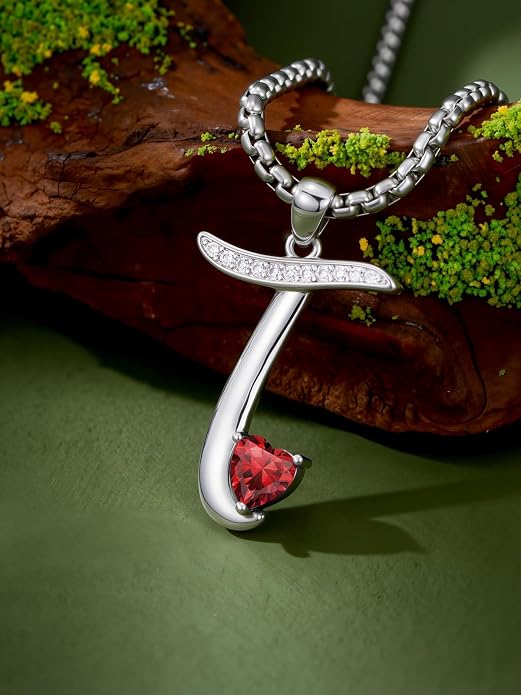 Birthday Gifts for Women Alphabet A to Z Initial Birthstone Pendant Necklaces for Women - 18k White Gold Plated Personalized Name Jewelry Anniversary Graduation Gifts for Wife Her Daughter Girlfriend(with Gift Box)