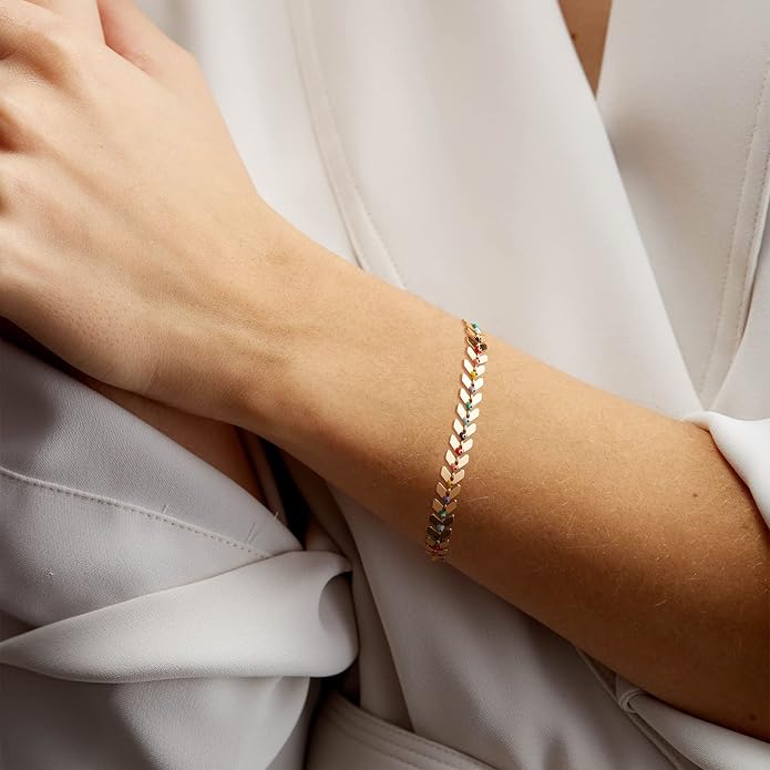 MTMY Evil Eye Bracelet for Women 14K Gold Plated Dainty Bracelets with Crystcal Adjustable Chain Cute Eye Bracelet Gold Jewelry for Her