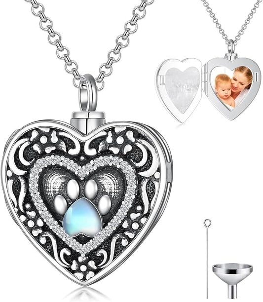 PELOVNY Urn Necklaces for Ashes of Loved Ones 925 Sterling Silver Personalized Heart Locket Urn Necklace Cremation Keepsake Memorial Jewelry Gifts for Women Men