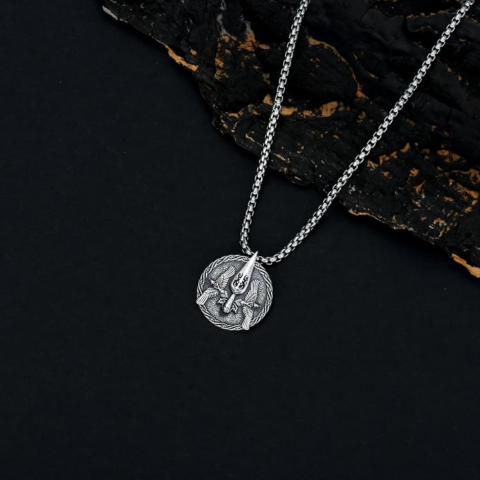 PELOVNY Odin Necklace 925 Sterling Silver Viking Pendant Norse God Jewelry for Anniversary Birthday Christmas Gifts Men Women