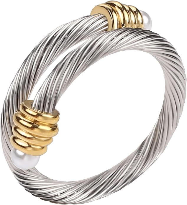 Dorriss Cable Rings Vintage Twisted Open Ring for Women Adjustable Designer Fashion Brand Stainless Steel Jewelry with Gift Box
