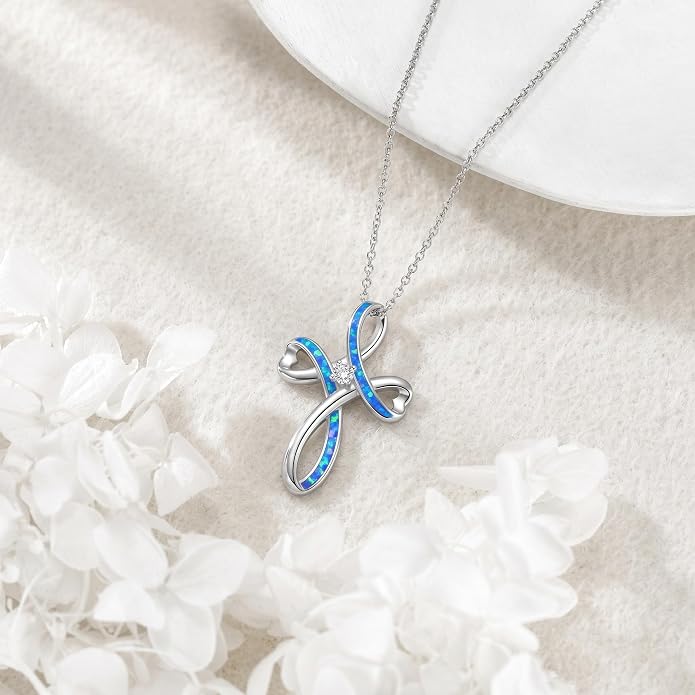 PELOVNY Celtic Knot Necklaces for Women 925 Sterling Silver Gemstone/Birthstone Teardrop Infinity Necklace Irish Celtic Pendant Jewelry Gifts for Mom Daughter Wife