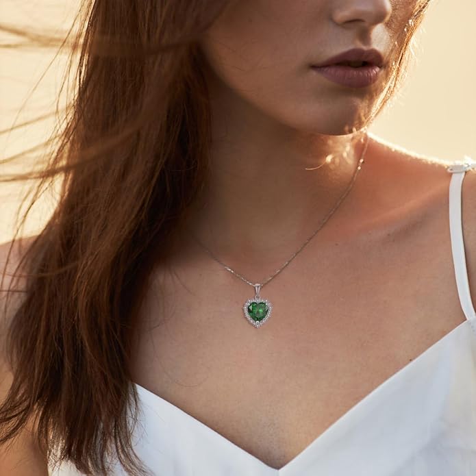STARCHENIE 925 Sterling Silver Heart Birthstone Pendant Necklace for Women | Genuine 925 silver pendant, heart birthstone, love heart design, 925 silver 18+2" adjustable chain
