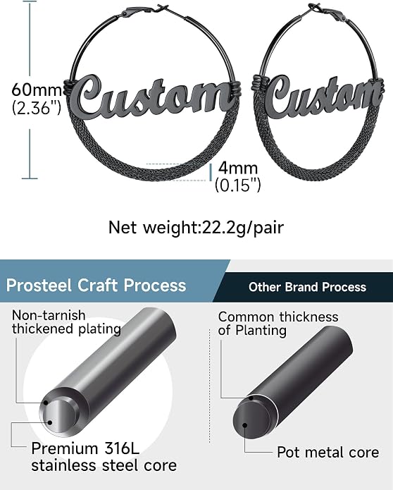 PROSTEEL 30/40/60/80/100mm Chunky Hoop Earrings For Women Gold Plated/Black Stainless Steel Hoops Earrings Statement Jewelry