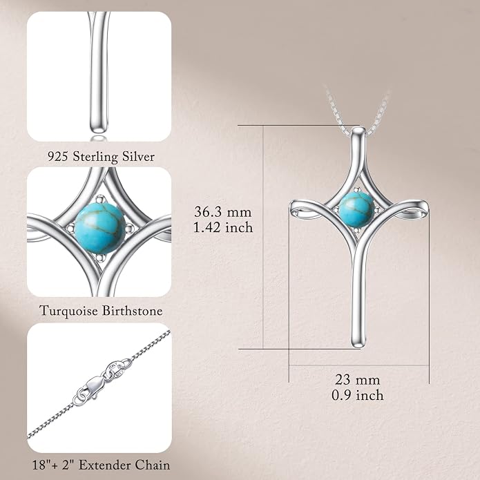 TOUPOP Cross Necklace for Women 925 Sterling Silver Birthstone Cross Pendant Fine Jewelry Anniversary Birthday Mothers Day Gifts for Mom Wife Her