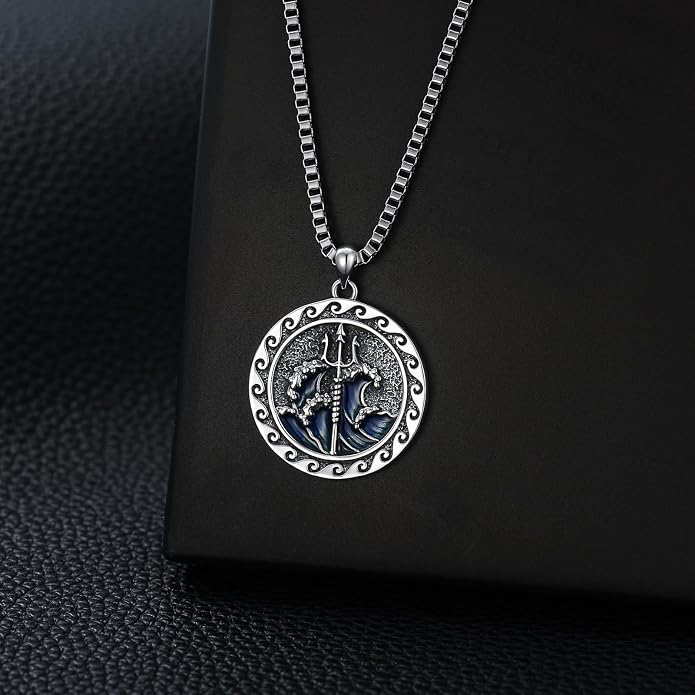 Poseidon/Athena/Apollo/Valhalla/Norse Viking Necklace 925 Sterling Silver Pendant Necklace for Men Greek/Norse Viking Amulet Jewelry Gifts