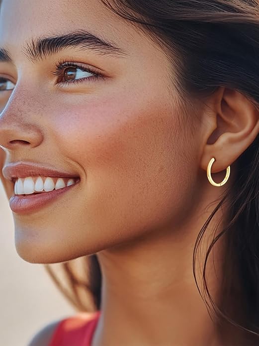 Silvora Sterling Silver Hoop Earrings for Women, Small Hoops 14K Gold Plated/925 Silver/Rose Gold/Black, Hypoallergenic Huggie Lightweight Cartilage Sleeper Earrings 8/10/12/14/16/18/20mm
