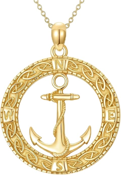 Compass/Sailboat/Lighthouse/Rudder Anchor Necklace for Women 18K Gold Plated Nautical Navy Jewelry Sea Lover Sailor Necklace Mothers Day Gifts for Women Mom Wife