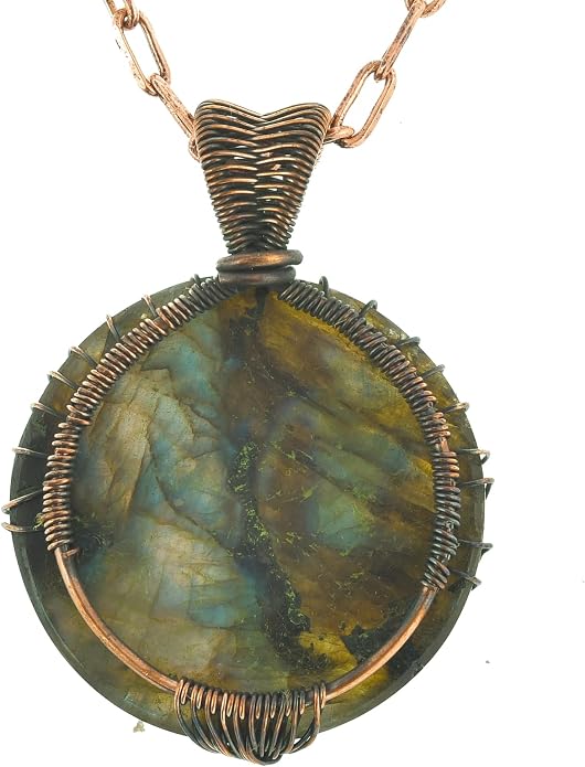 Tree Of Life Natural Gemstone Pendant Copper Wire Wrapped Jewelry Necklace