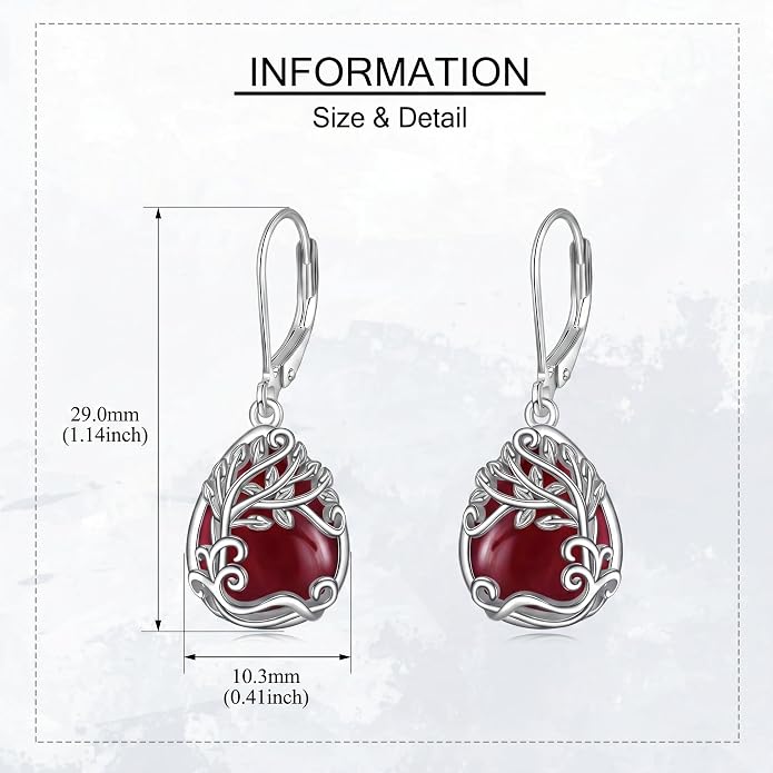 Teardrop Tree of Life/Filigree Earrings for Women Dangle Leverback Earrings Jewelry Gift Anniversary For Her