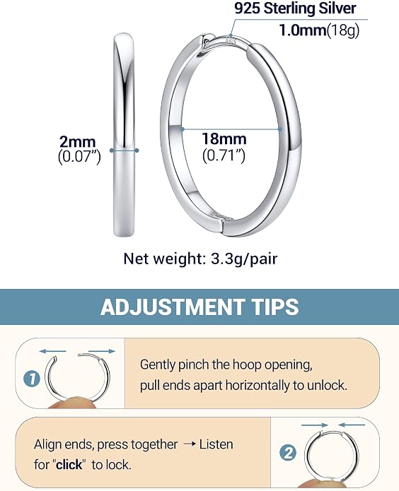 PROSTEEL Hoop Earrings for Women, Huggie Hoop with 925 Sterling Silver Post, 8/10/12/14/16/18/20mm Small Huggie Hoops, 14K Gold Plated/Silver/Black/Rose Gold Hypoallergenic Earrings Jewelry