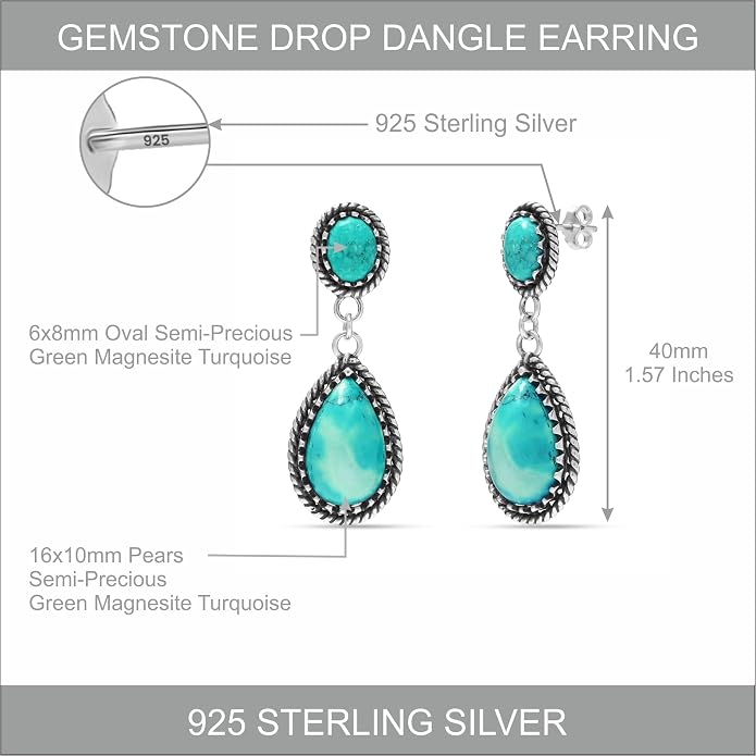 LeCalla 925 Sterling Silver Dangle Stud Earrings for Women | Hypoallergenic Teardrop Statement Dangle Drop Stud Earring for Women