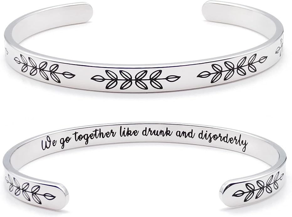 Dczosily Inspirational Bracelets for Women Stainless Steel Cuff Bracelet Engraved Jewelry Motivational Bangles Personalized Gifts for Best Friend/Mom