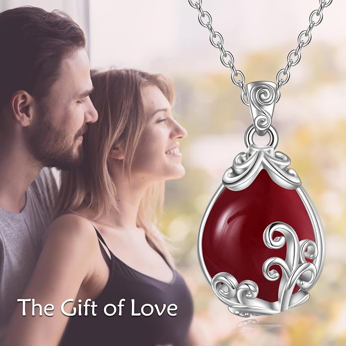 POPLYKE Sterling Silver Gemstone Teardrop Pendant Necklace Crystal Jewelry for Women
