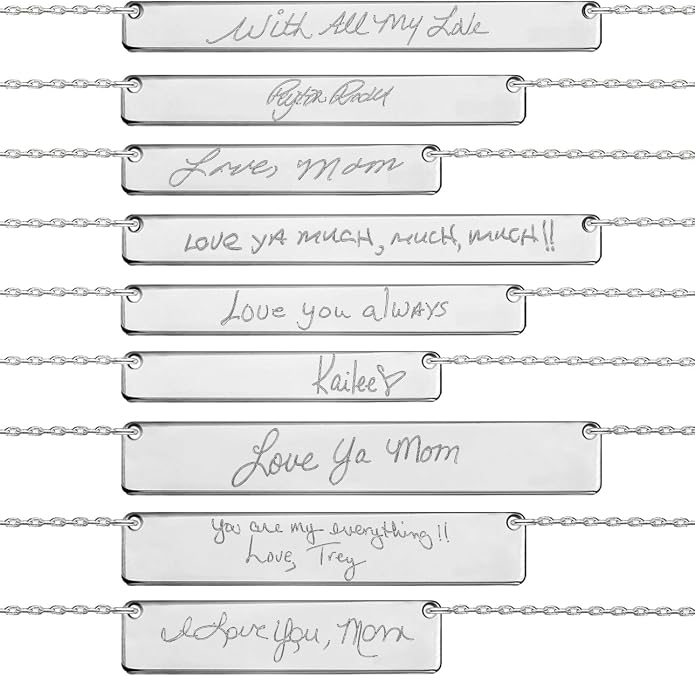 Personalized Actual Handwriting Necklace - Memorial Keepsake Jewelry, Custom Name or Signature, 925 Sterling Silver/ Stainless Steel, Gift for Mom, Wife, Daughter on Mother's Day, Anniversary, Birthday