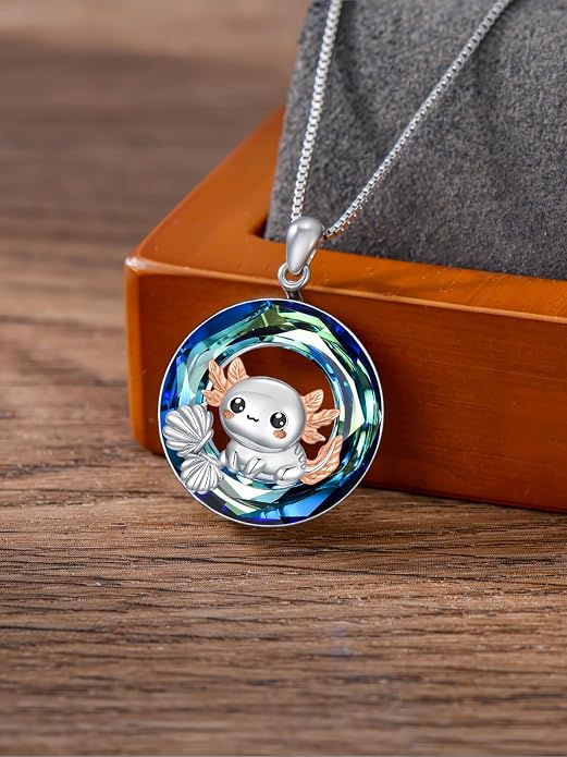 Midari Ocean Necklace 925 Sterling Silver Flamingo Mama Bear Dolphin Penguin Sea Turtle Axolotl Desert Cactus Nautical Rudder Tropical Palm Compass Wave Pendant Boho Jewelry Gifts for Women Men
