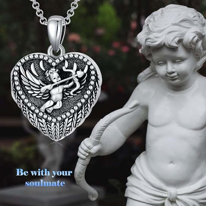 SOULMEET Personalized Silver Locket Necklace That Holds Pictures Photo Keep Someone Near to You, Memorial Custom Lockets Necklaces Letters Engraving for His Her