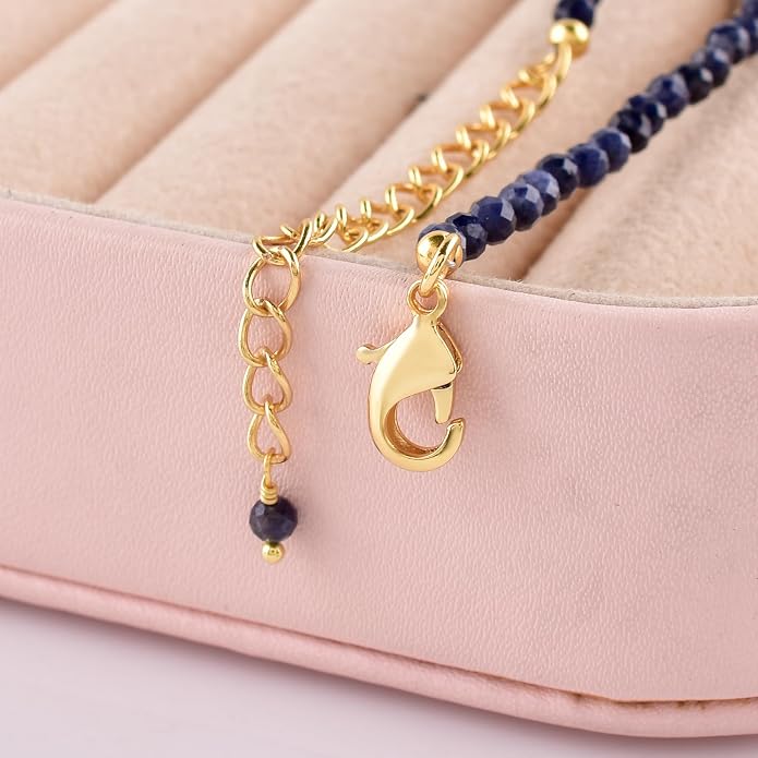 InfinityGemsArt Gemstone Gold Necklace For Women, Birthstone Natural Crystal Stone With Freshwater Pearl Beaded Jewelry, Gold Plated 18 Inch Chain