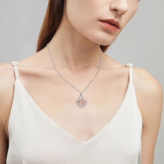 Cremation Jewelry 925 Sterling Silver Teardrop Urn Necklace for Ashes Heart Shape Memorial Keepsake Pendant for Human Ashes for Women Gift