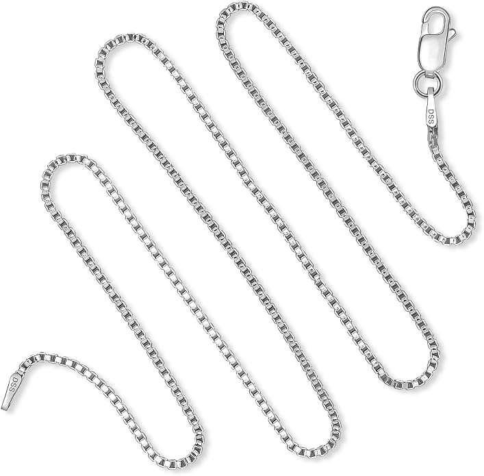 DSS 925 Sterling Silver Necklace for Women, Rhodium Plated, Lobster Claw Clasps, Sterling Silver Chain, Italian Jewelry for Women - Made in Italy