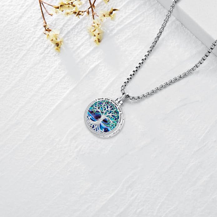 Celtic Cross Tree of Life Necklace for Women Sterling Silver Thor Hammer Tree of Life Pendant Irish Knot Cross Amulet Tree of Life Jewelry