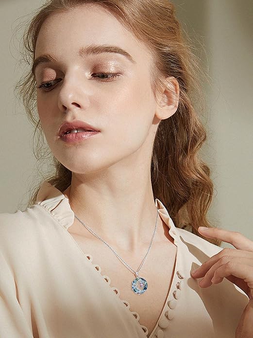 TOUPOP Sterling Silver Tree of Life Hummingbird/Dragonfly/Owl/Panda Necklace Crystal Bird Jewelry Birthday Christmas Valentines Day Gifts for Her Girlfriend Mom
