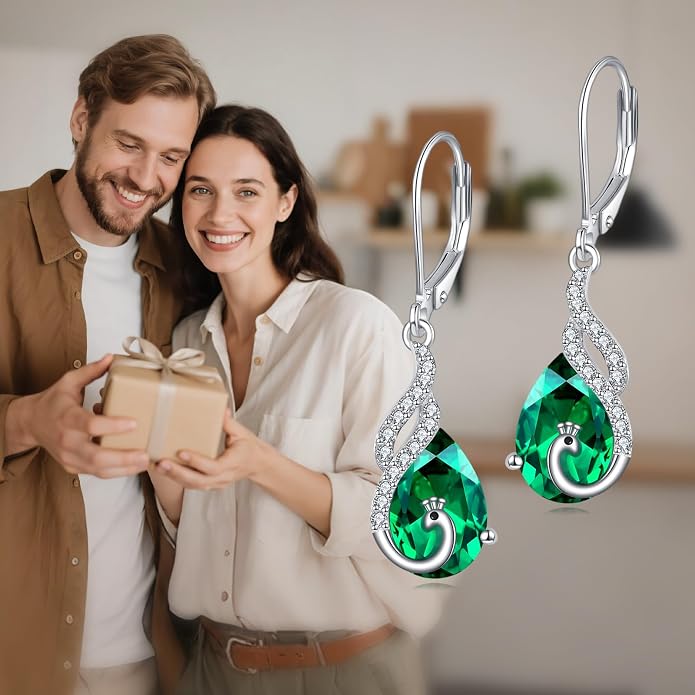 POPLYKE Dragonfly Butterfly Hummingbird Sunflower Earrings 925 Sterling Silver Abalone Shell Moonstone Leverback Earrings Jewelry