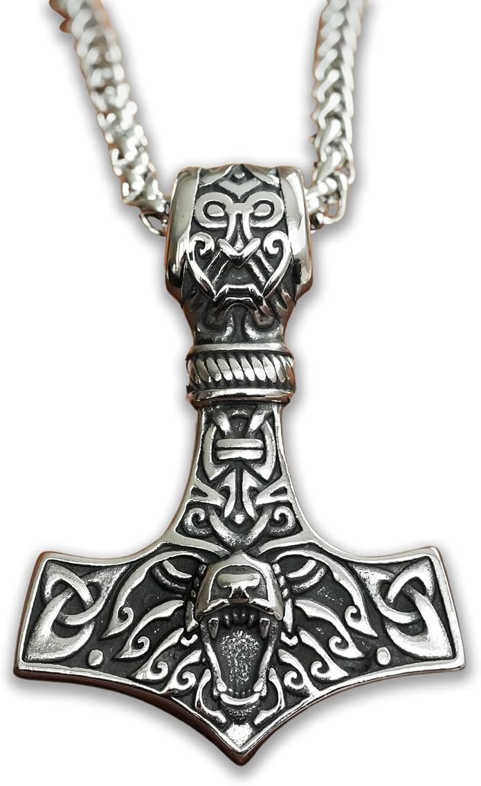 Baldur Jewelry - Thors Hammer Necklace Pendant Mjölnir - Viking Norse Thor Hammer Pendant Viking Jewelry - Thor Necklace - Thor Gifts for Men - Viking Necklace for Men