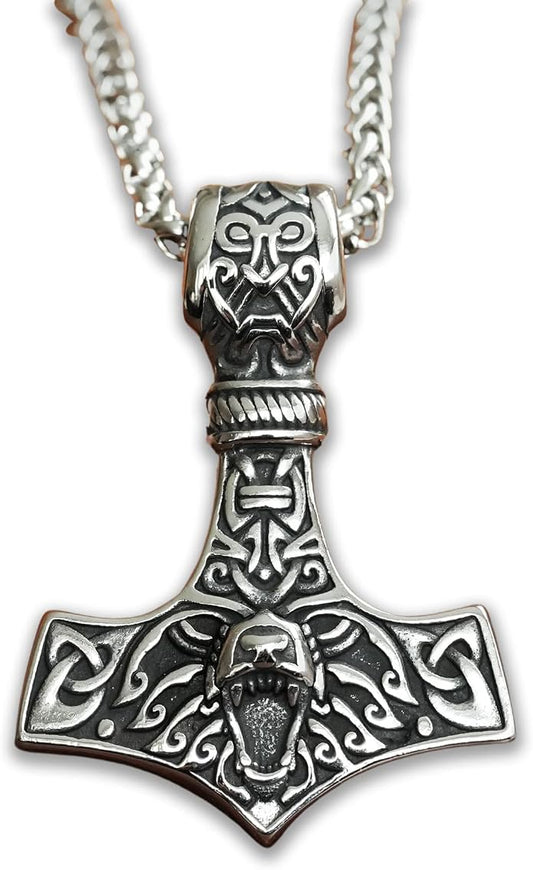 Baldur Jewelry - Thors Hammer Necklace Pendant Mjölnir - Viking Norse Thor Hammer Pendant Viking Jewelry - Thor Necklace - Thor Gifts for Men - Viking Necklace for Men