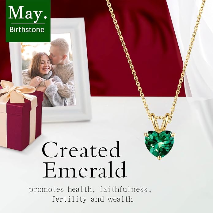 SMILEST Dainty Heart Birthstone Necklace for Women, 925 Sterling Silver Necklace Sparkling Heart Pendant, Anniversary Birthday Gifts for Women Mom Wife Daughter Girlfriend Grandma
