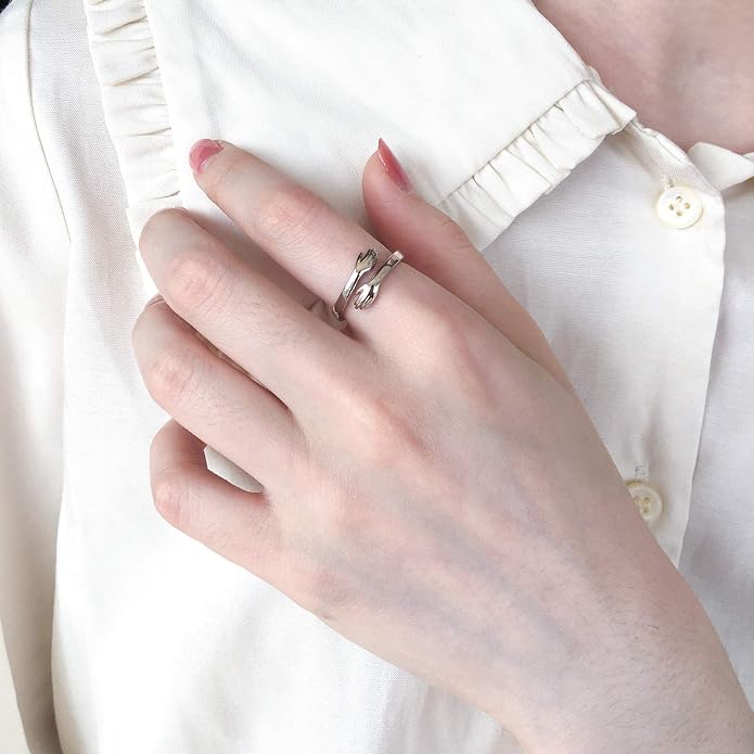 S925 Sterling Silver Hug Rings for Women Teen Girls Adjustable Ring for Granddaughter Daughter Hope Promise Friendship Hand Ring Jewelry for Birthday Graduation Christmas Mothers Day Valentines Gifts