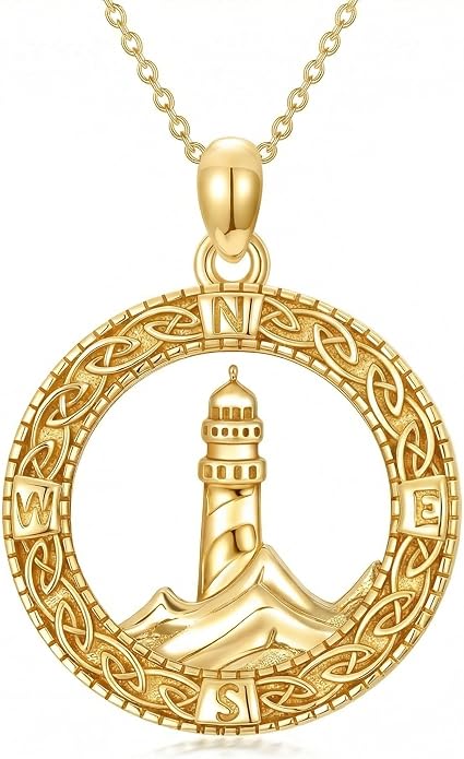 Compass/Sailboat/Lighthouse/Rudder Anchor Necklace for Women 18K Gold Plated Nautical Navy Jewelry Sea Lover Sailor Necklace Mothers Day Gifts for Women Mom Wife
