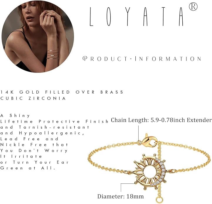 LOYATA Gold Bracelet Gold 14K Gold Filled Dainty Chain Simple Jewelry Gift for Women