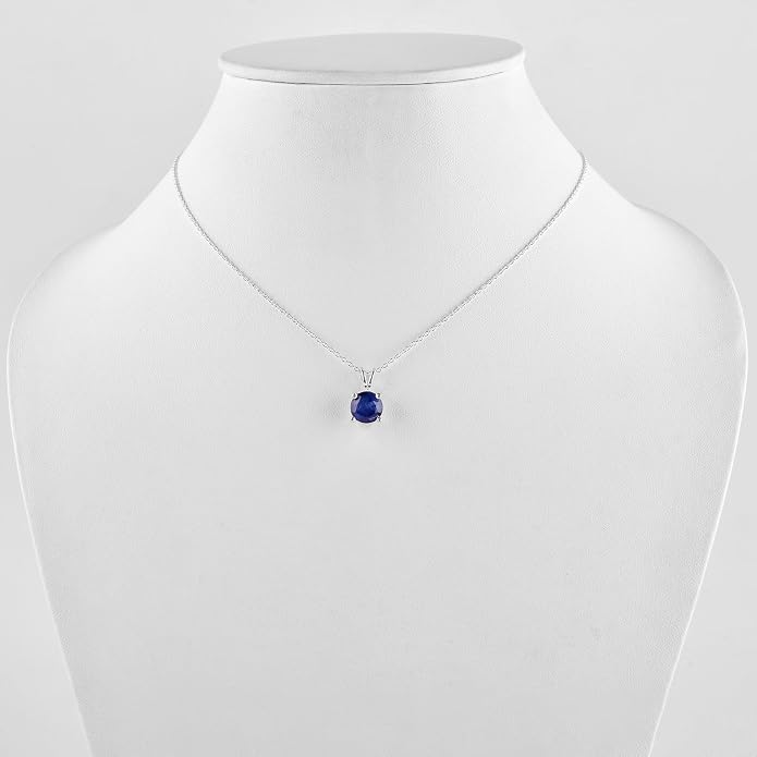 OdrillionGems Natural Gemstone Pendant Necklace, 925 Sterling Silver, Healing Crystal, Birthstone, Round Faceted, Handmade, Women Jewelry, Christmas Gift 16+2inch
