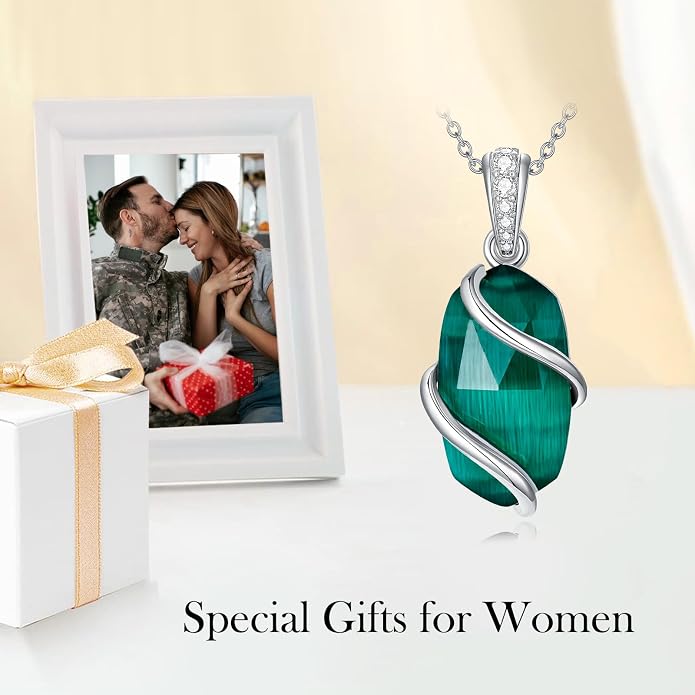HPQQ Necklace for Women 925 Sterling Silver Dainty Gemstone Pendant Fine Jewelry Birthday Mothers Day Gifts for Mom Wife Her