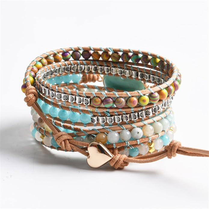 YGLINE Natural Stone Bracelet 3 Wraps Bracelet Handmade Boho Bracelet for Women Bracelet