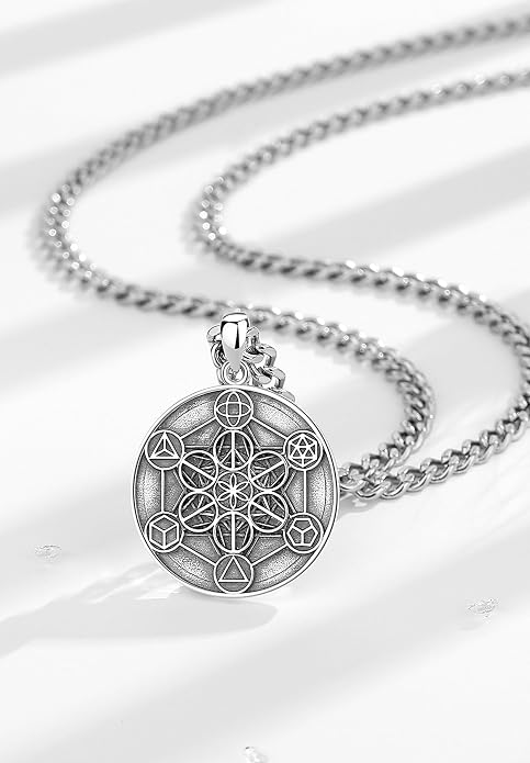 AEONSLOVE Tetragrammaton De Plata 925 Sterling Silver Tetragrammaton Necklace/Metatron Cube Pendant Amuleto De Proteccion Gifts for Women Men