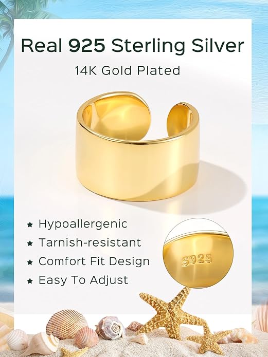 ChicSilver Silver Toe Rings for Women Balck Toe Rings for Women Non Tarnish Wide Band Toe Ring Black Toe Jewelry for Summer Beach