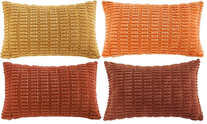 Fancy Homi 4 Packs Decorative Throw Pillow Covers for Living Room Couch Bed, Modern Farmhouse Boho Home Décor Accent Cushion Case, 24" x 14", Burnt Orange Series