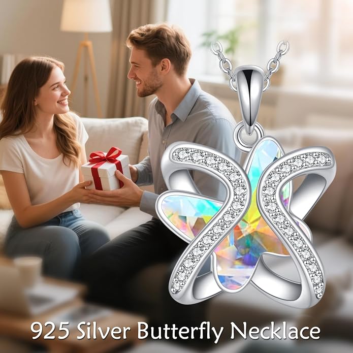 Crystal Necklace 925 Sterling Silver Crystal Pendant Necklace for Women Gift for Women