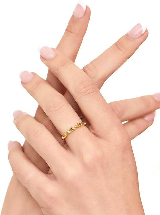 DEVATA Gold or Rhodium Plated Sterling Silver 925 – Eternity, Band Ring for Women – Heart, Knot, Clover, Infinity, Mariner, Cable, Curb, Cuban, Figaro, Daisy, Rope, Ribbed, Dome