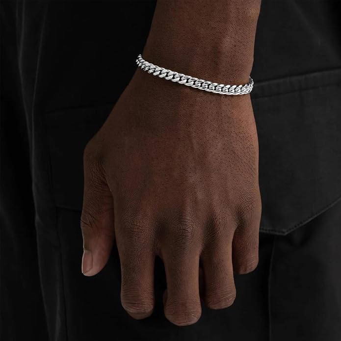 Cross Bracelet for Men, Silver/Gold/Black Mens Cross Bracelets Stack Stainless Steel Cuban Link Chain Bracelet Set Non Tarnish Adjustable Chunky Mens Jewelry Gifts for Men Dad Him Father's Day