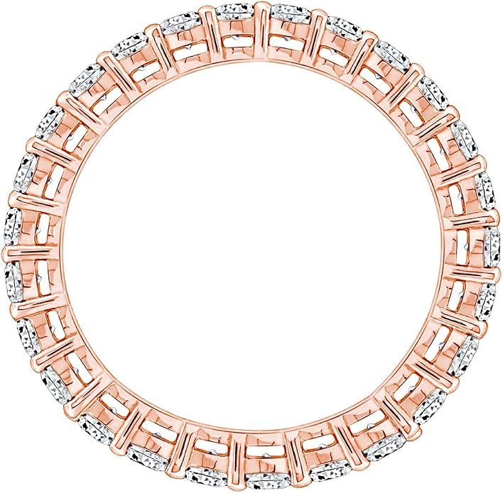 Amazon Essentials Platinum or Gold Plated Sterling Silver All-Around Band Ring set with Round Infinite Elements Cubic Zirconia