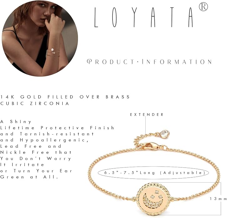 LOYATA Gold Bracelet Gold 14K Gold Filled Dainty Chain Simple Jewelry Gift for Women