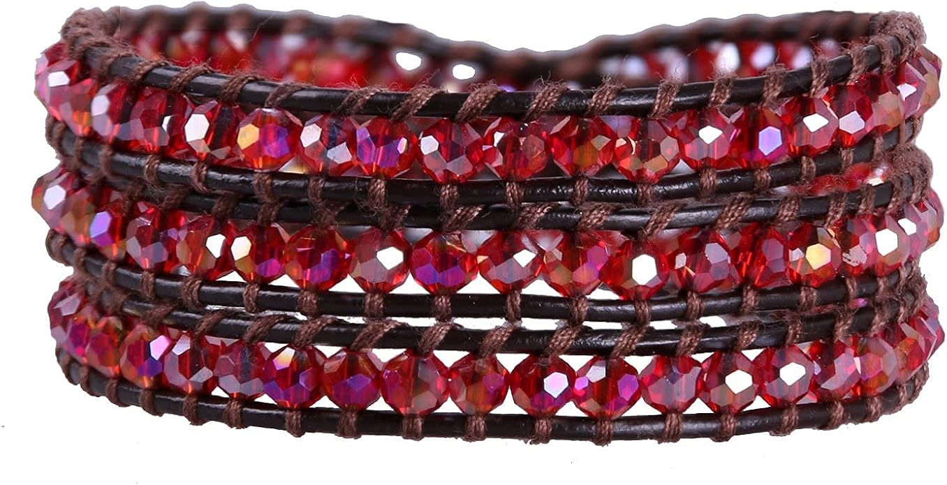 KELITCH New Women Friendship Bracelet Leather Wrap Bracelets Bangle Handmade Stackable Jewelry