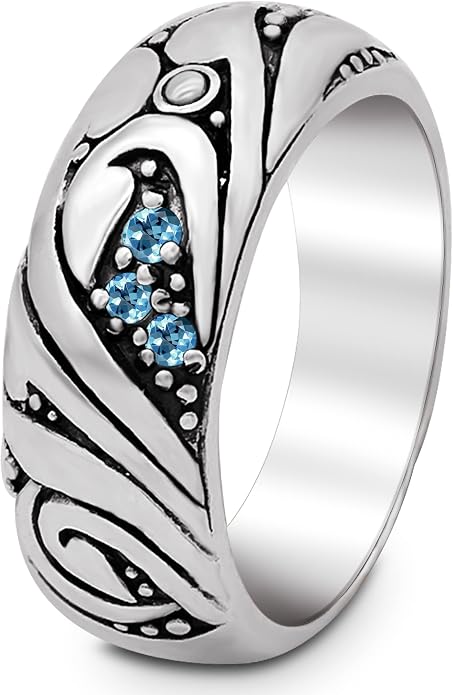 DEVATA Gold or Rhodium Plated Sterling Silver 925 – Eternity, Band Ring for Women – Heart, Knot, Clover, Infinity, Mariner, Cable, Curb, Cuban, Figaro, Daisy, Rope, Ribbed, Dome